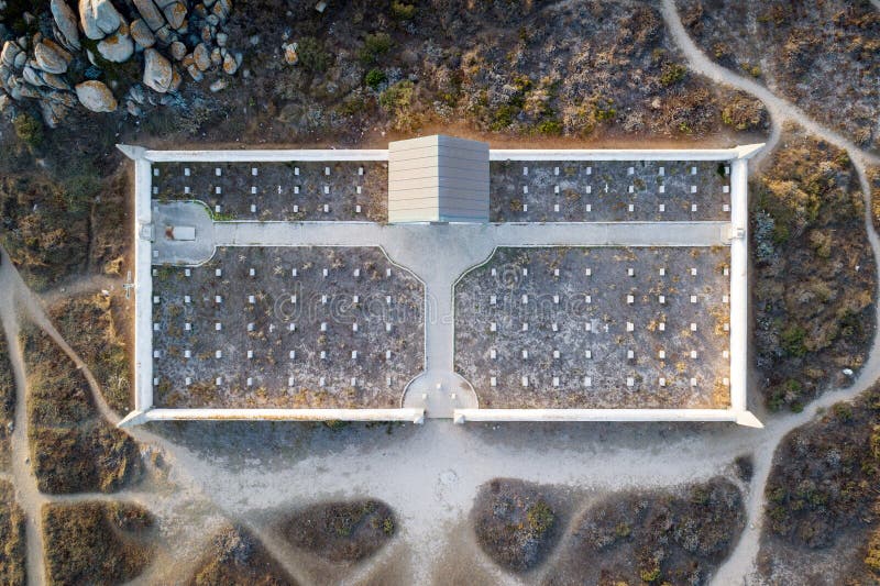 Aerial view of cemetery on Lavezzi island stock photos Aerial view of cemetery on Lavezzi island stock photos