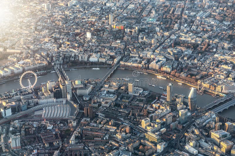 Aerial view of central London, UK