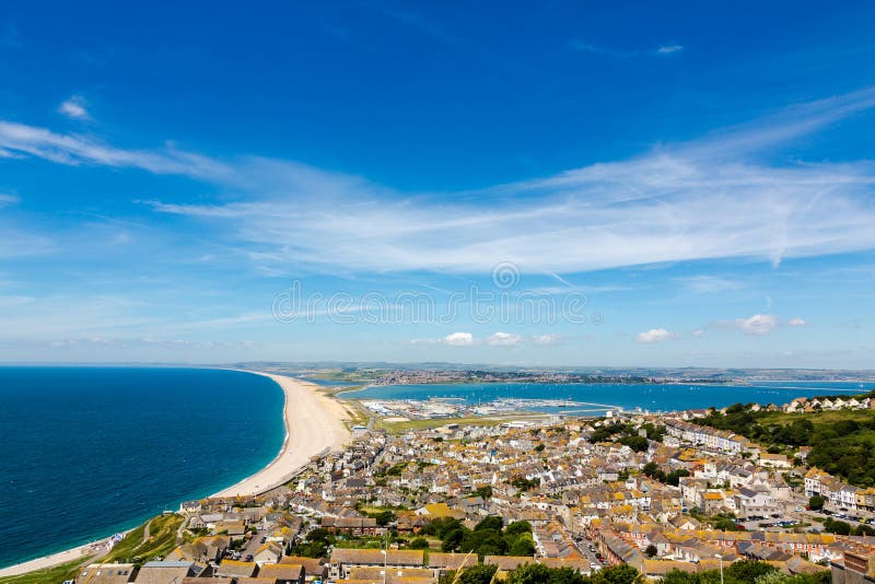 Aerial View on Chesil Beach on Isle of Portland, UK Stock Image - Image of  postcard, dorset: 95609887