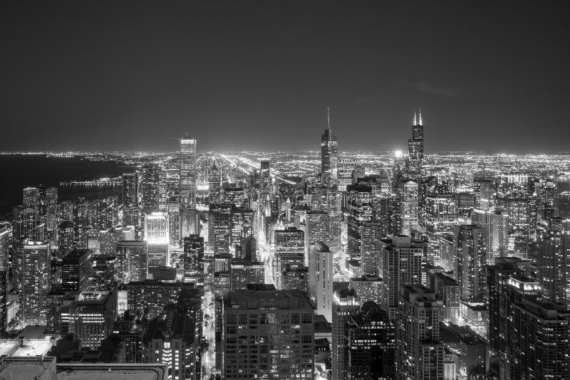 Aerial view of Chicago downtown skyline at sunset royalty free stock photography Aerial view of Chicago downtown skyline at sunset royalty free stock photography