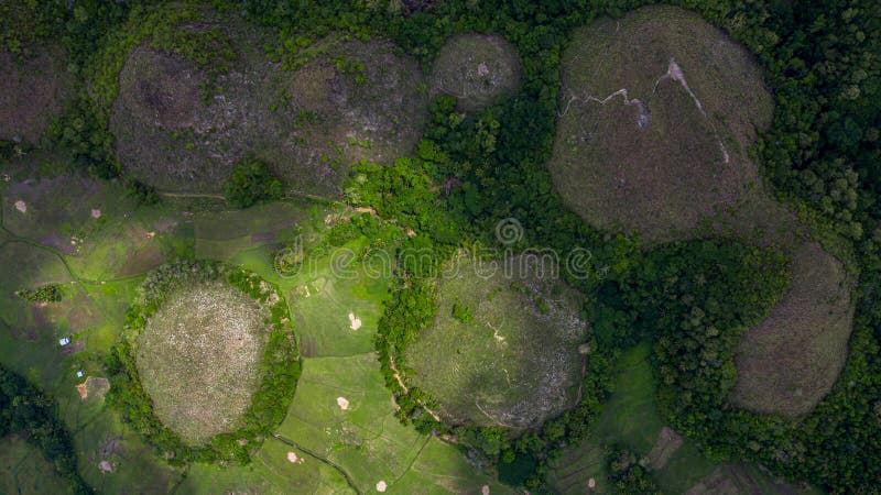 Aerial view Chocolate hills Bohol Island, Chocolate hills geological formation in the Bohol province of the Philippines