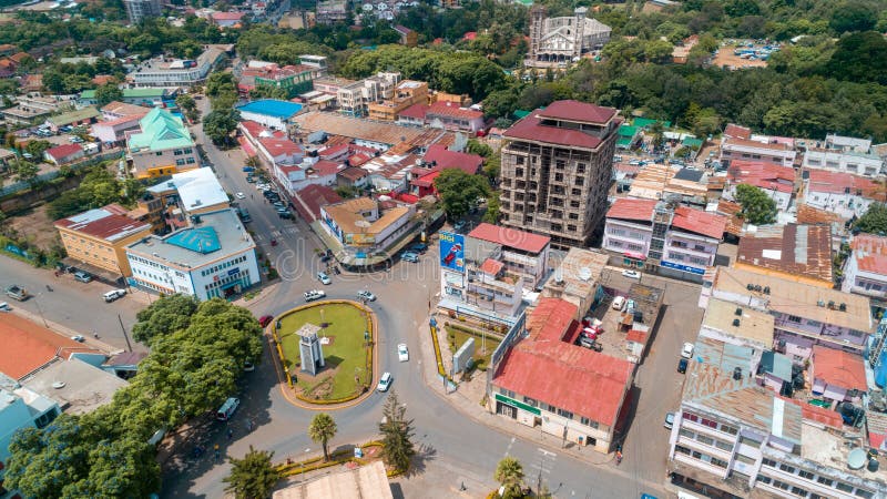 Aerial view of the city of Arusha, Tanzania