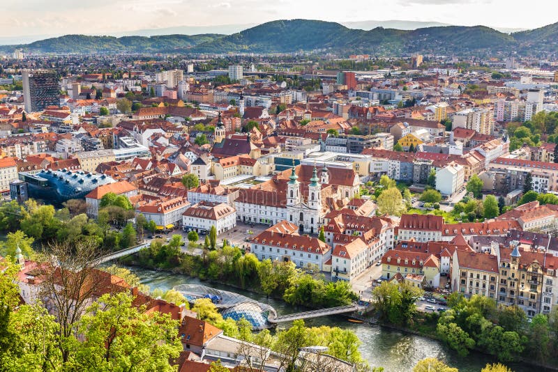 Aerial View Of City Center - Graz, Styria, Austria stock images Aerial View Of City Center - Graz, Styria, Austria stock images