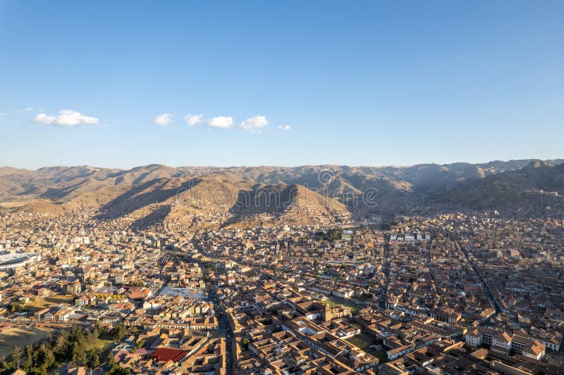 Aerial view of the city of Cusco stock image