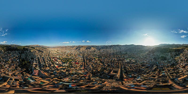 Aerial view of the city of Cusco. 360 view royalty free stock photos