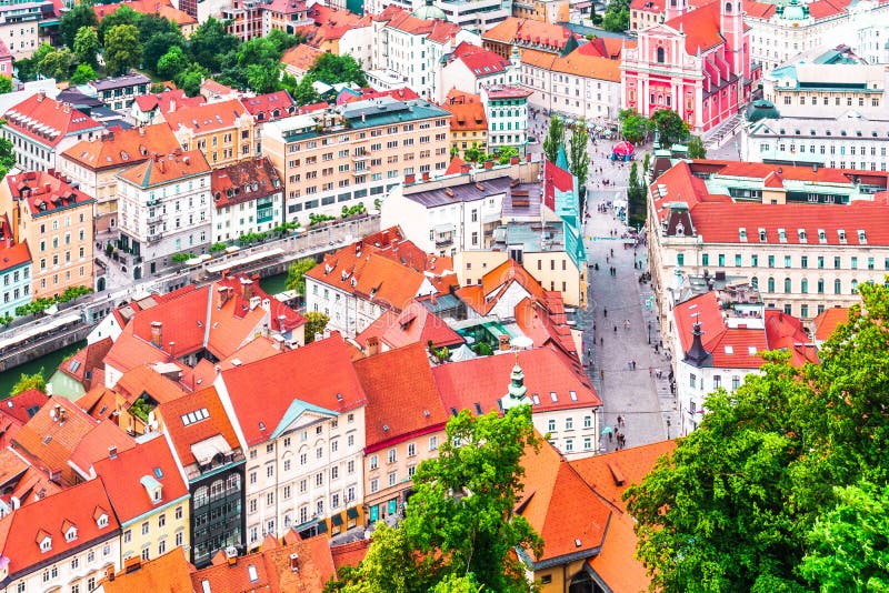 Aerial view of city Ljubljana from Ljubljana castle - Slovenia stock photography Aerial view of city Ljubljana from Ljubljana castle - Slovenia stock photography
