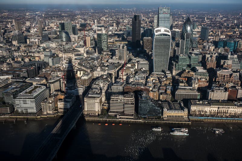 Aerial view of The City of London