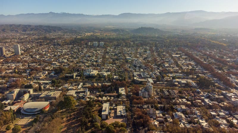 Aerial view of the city of Mendoza royalty free stock photography
