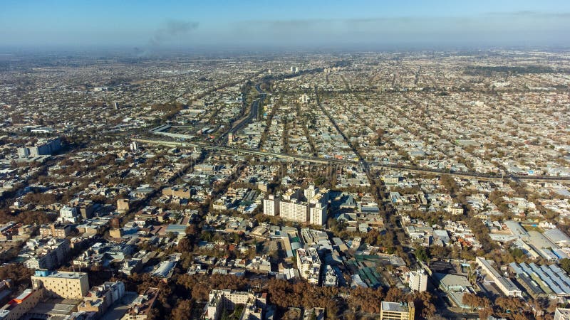 Aerial view of the city of Mendoza royalty free stock photography