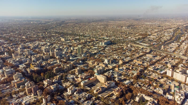 Aerial view of the city of Mendoza stock photo