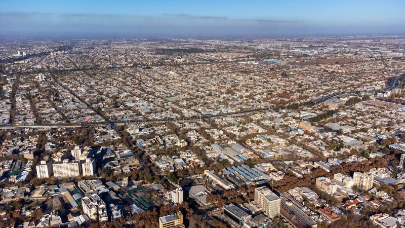 Aerial view of the city of Mendoza royalty free stock images