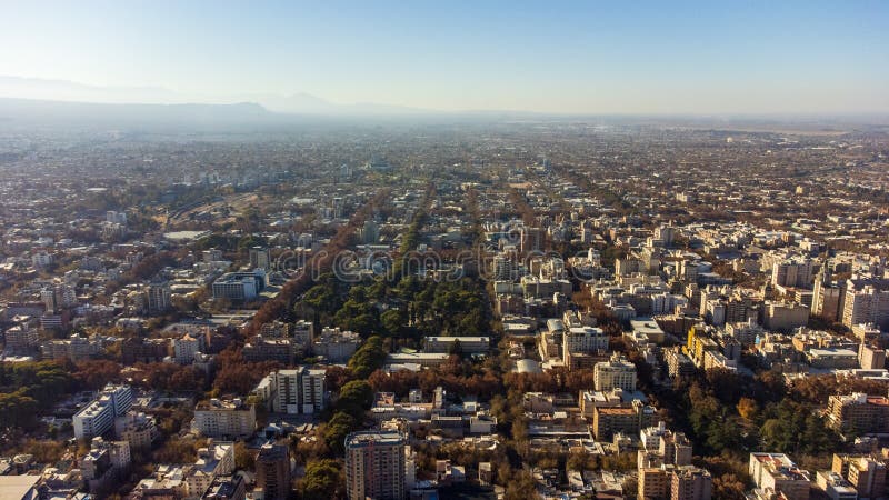 Aerial view of the city of Mendoza royalty free stock photo