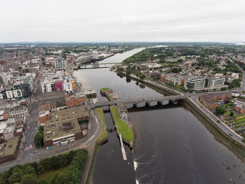 Limerick City Skyline Ireland. Beautiful Limerick Urban Cityscape Over
