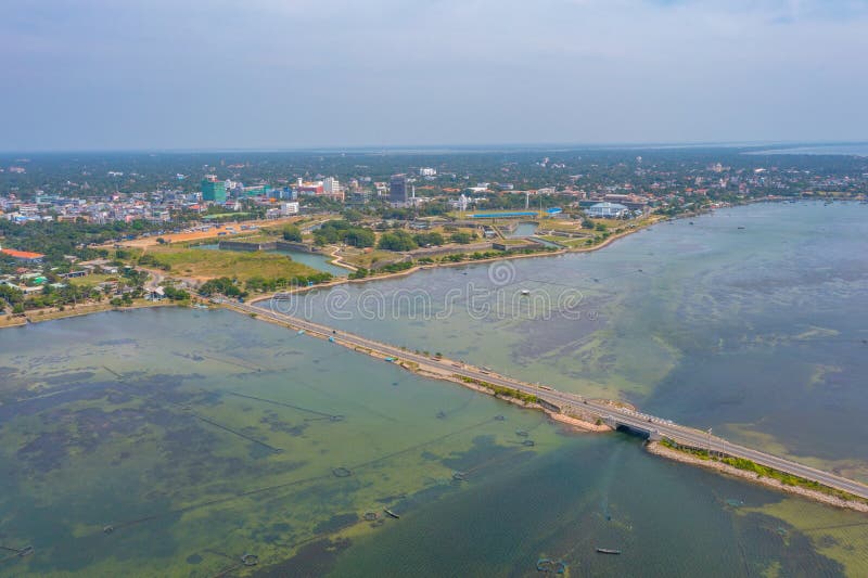 Aerial View Of Coast Of Jaffna And Old Military Fortress In Sri Stock