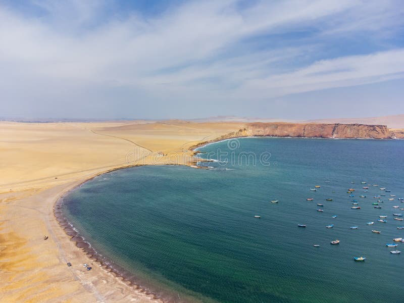 Aerial view of the coast of Paracas stock photography
