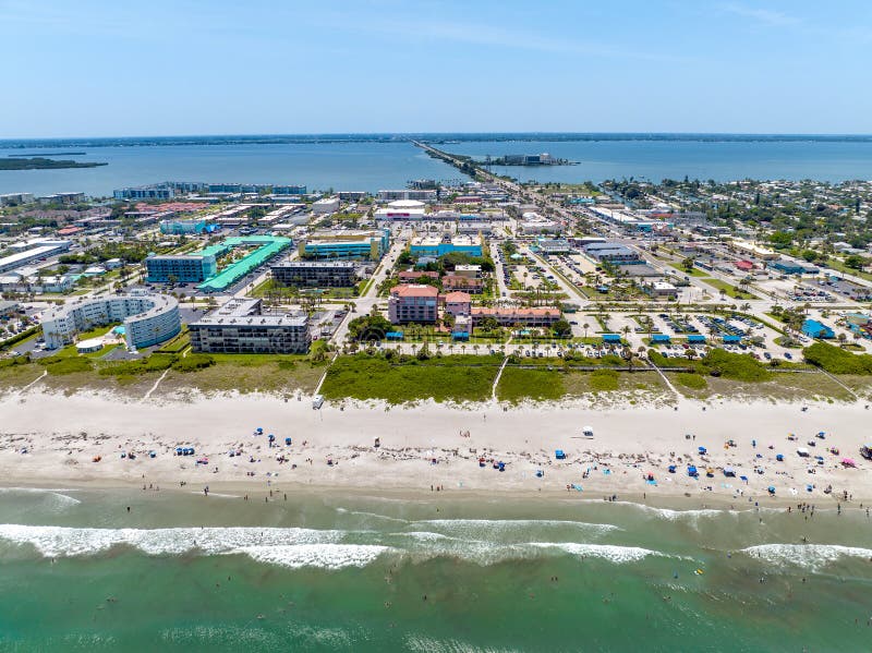 Aerial View of Cocoa Beach and Banana River Stock Image - Image of ...