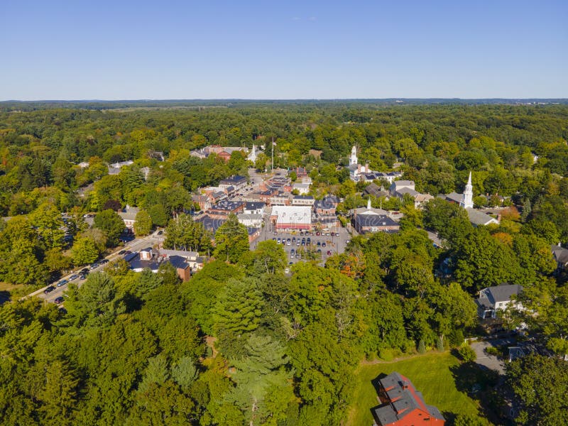 Concord Historic Town Center Aerial View, MA, USA Stock Photo - Image ...