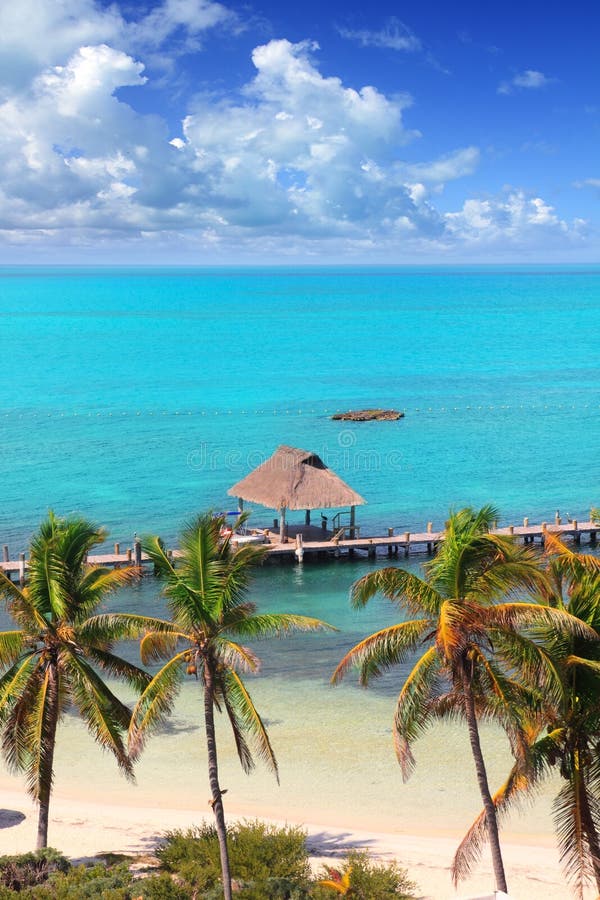 Aerial view Contoy tropical caribbean island