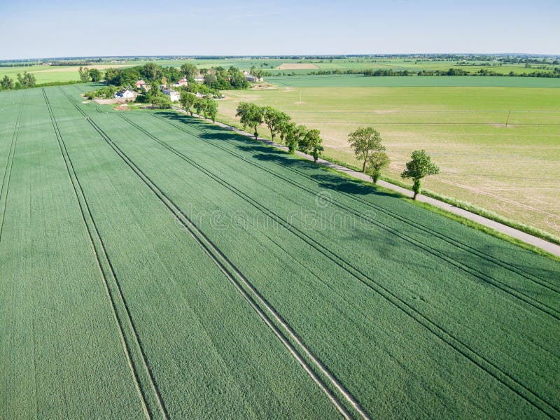 Aerial view of country road and village stock photography Aerial view of country road and village stock photography