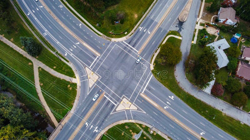 Aerial view of a crossroad in Greensboro, North Carolina, USA royalty free stock images