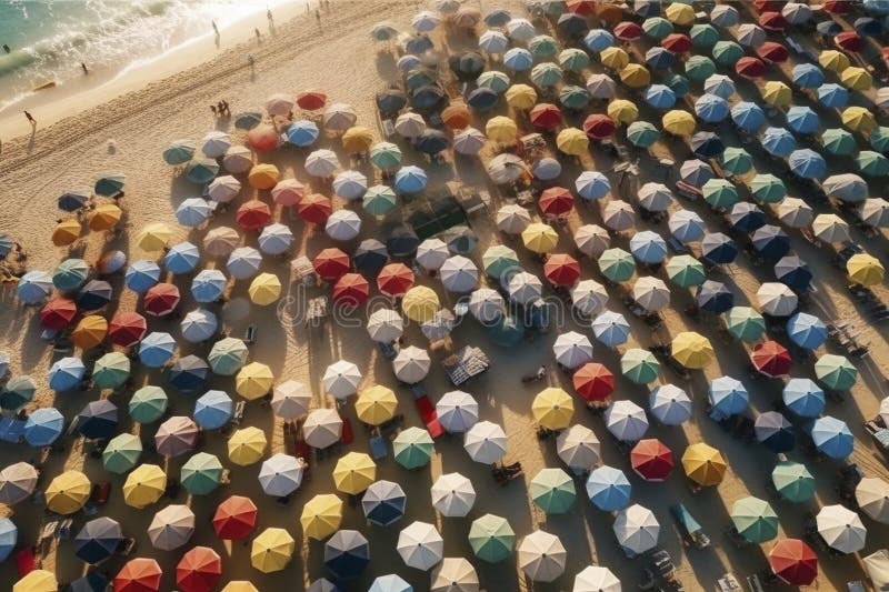 Aerial View at Crowded Beach, Created