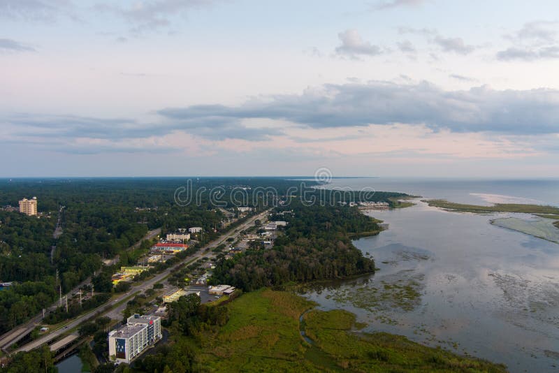 Aerial View of Daphne, Alabama on the Eastern Shore of Mobile Bay Stock Photo Image of dusk