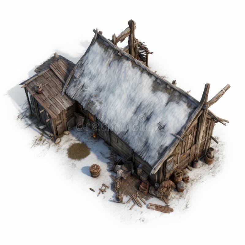 Vedere aeriană a coliziunii abandonate în peisajul zăpezit royalty free illustration
