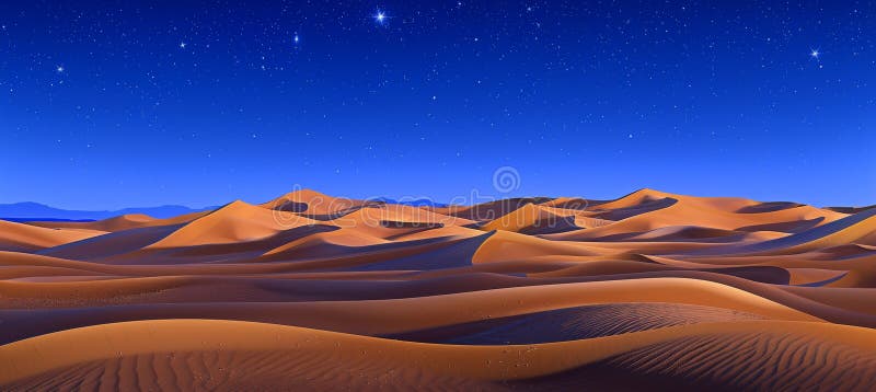 Aerial view of desert at sunrise, unveiling intricate sand dunes in the first light of day royalty free illustration