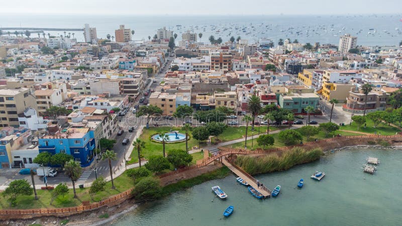 Aerial view of the District of La Punta, located in Callao stock photo