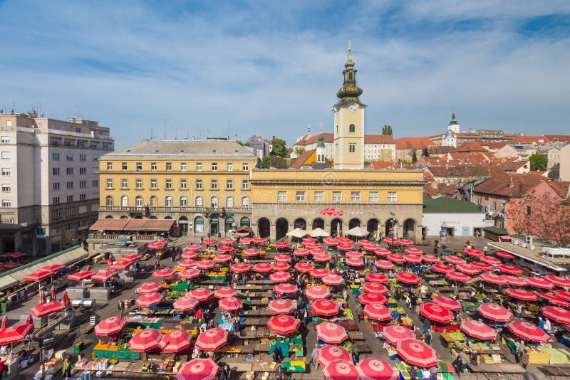 Aerial view of Dolac market in Zagreb, Croatia