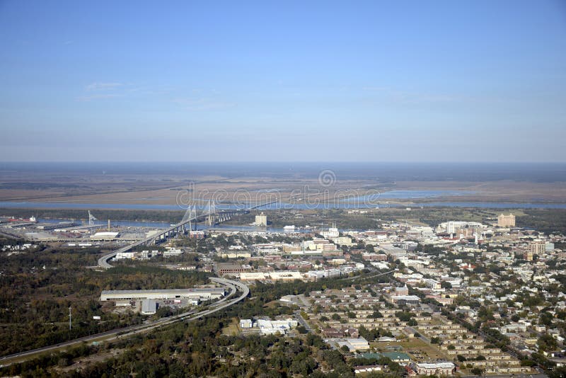 Aerial View of Downtown Savannah Editorial Photography Image of