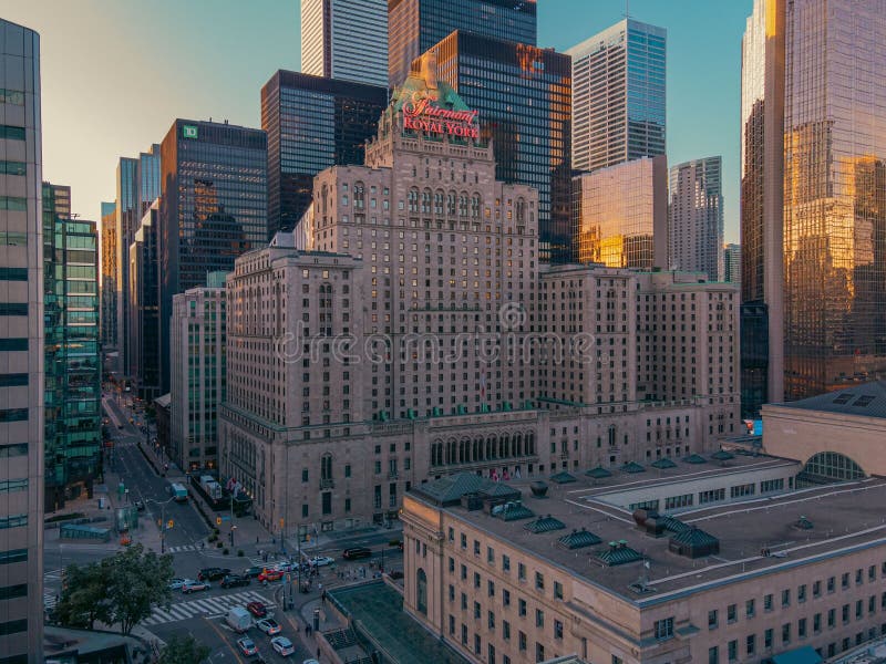 Aerial view of Downtown Toronto at sunset royalty free stock photography