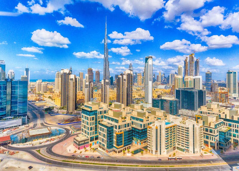 Aerial View Of Dubai Downtown On A Beautiful Day Stock Photo Image Of