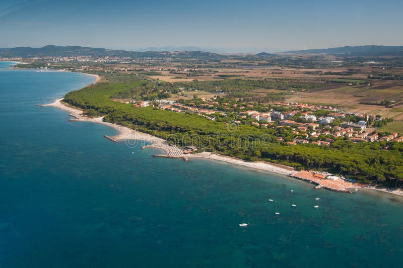 Aerial View of Etruscan Coast - Italy, Tuscany, Cecina Stock Photo ...