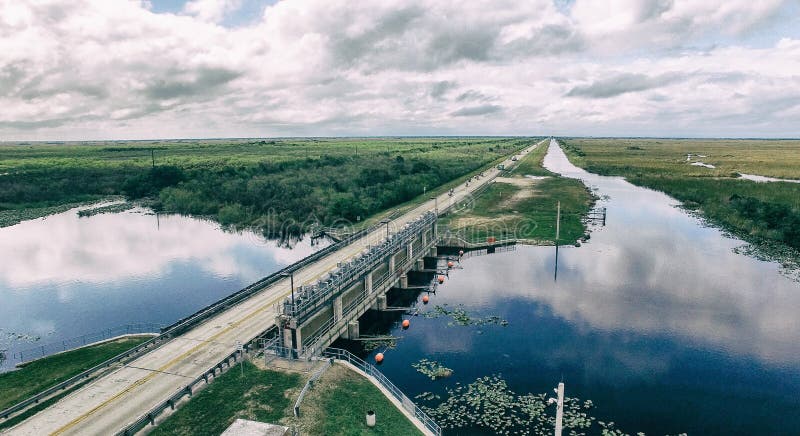 Aerial view of Everglades road, Florida - USA