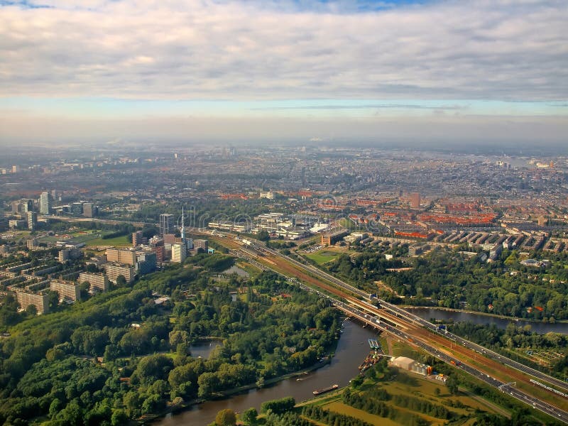 Aerial view of famous Amsterdam Zuid Holland