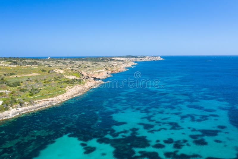 Aerial View of the Famous Mellieha Bay in Malta Island Stock Photo ...