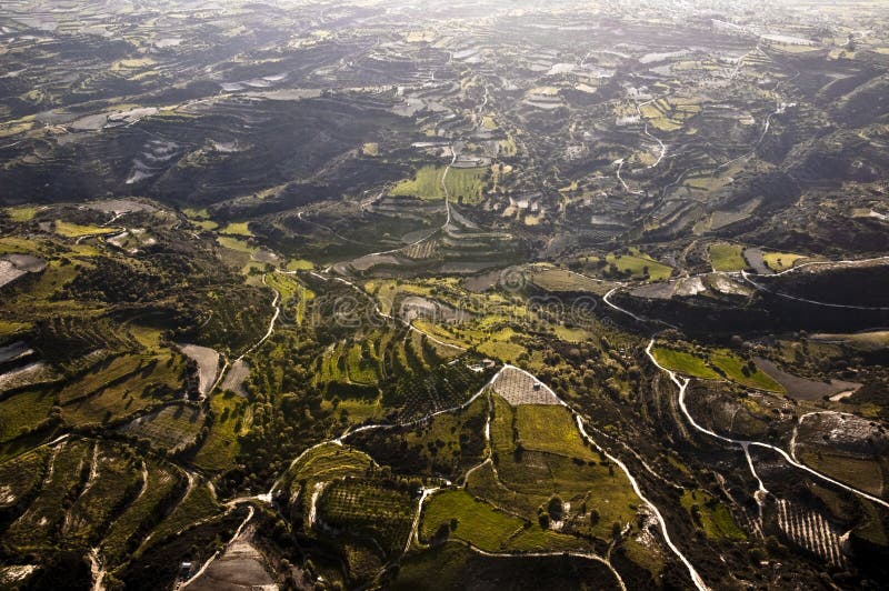 Aerial view of farm fields