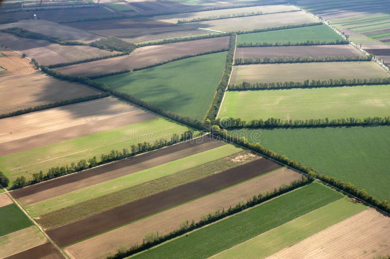 Aerial view of farm fields