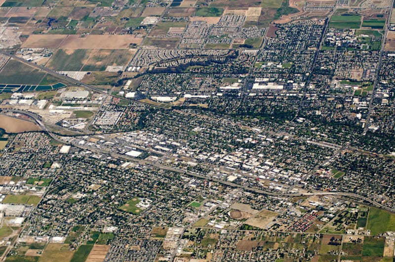 Aerial view of farm land crop fields in usa royalty free stock image