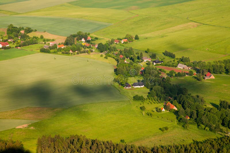 Aerial view of farmland and villages in the Czech countryside royalty free stock image Aerial view of farmland and villages in the Czech countryside royalty free stock image