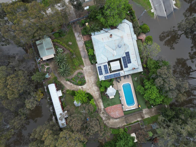 Aerial View of Flooded Murray River, Echuca, Flash Flooding 2022