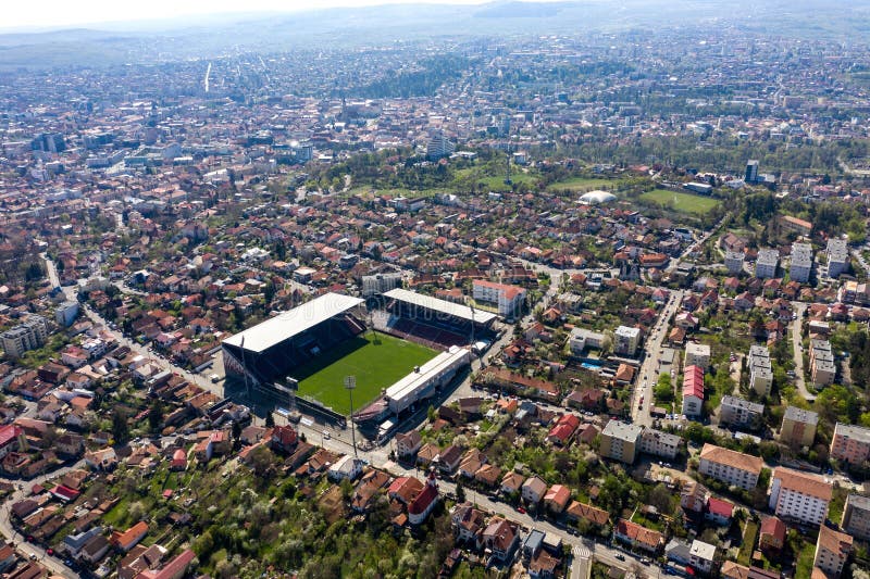 Aerial view of a football stadium