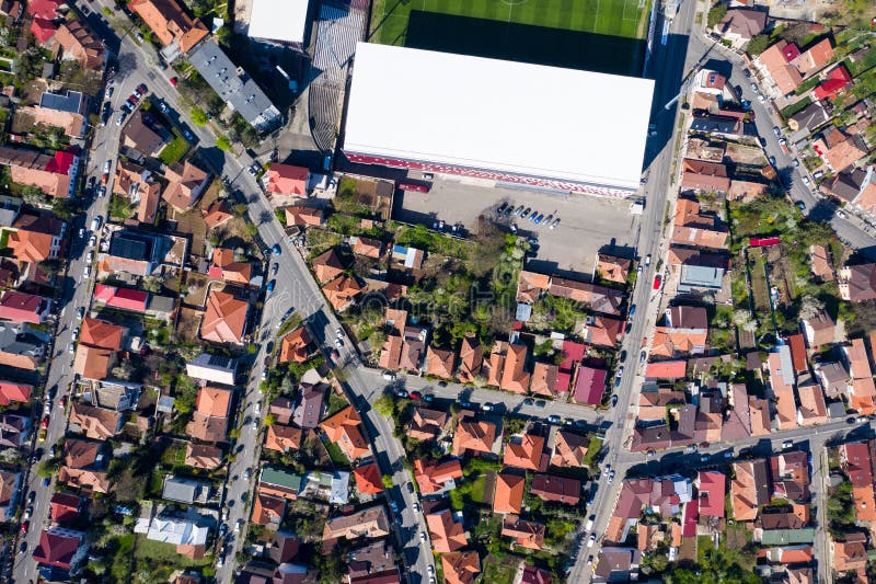 Aerial view of a football stadium