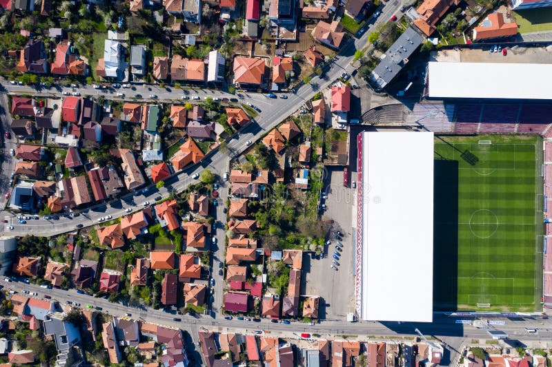 Aerial view of a football stadium