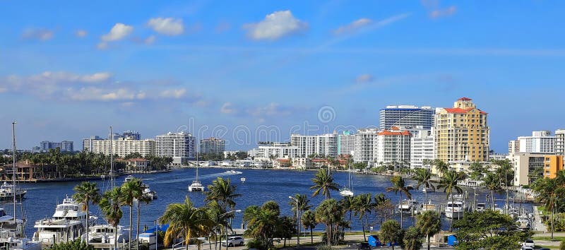 Fort Lauderdale Skyline and Adjacent Waterfront Homes Stock Image ...