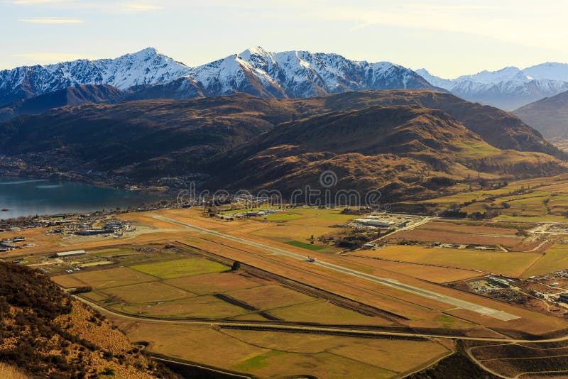 Aerial view of Frankton and Queenstown Airport royalty free stock image Aerial view of Frankton and Queenstown Airport royalty free stock image