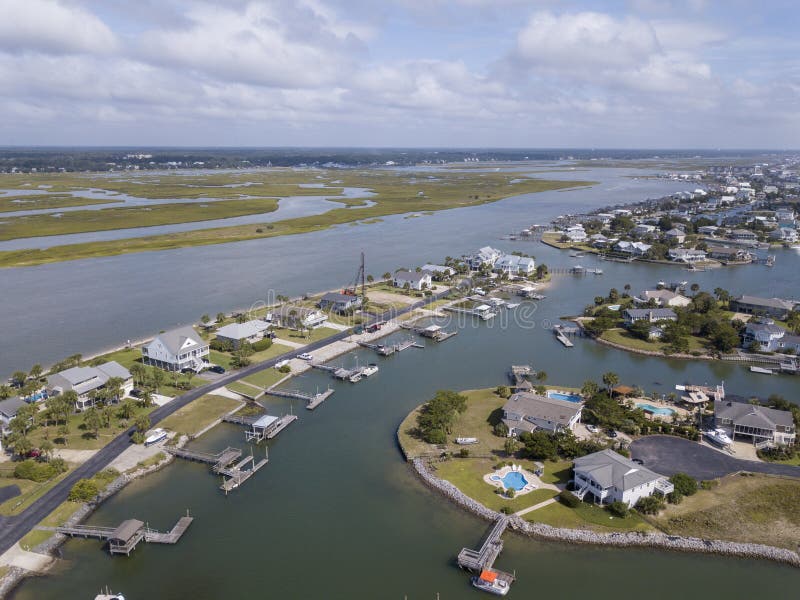 Aerial view of Garden City  Beach in South Carolina on the Atlantic coast