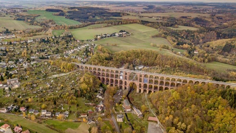 Aerial view of the Goeltzschtalbruecke in Netzschkau Vogtland G