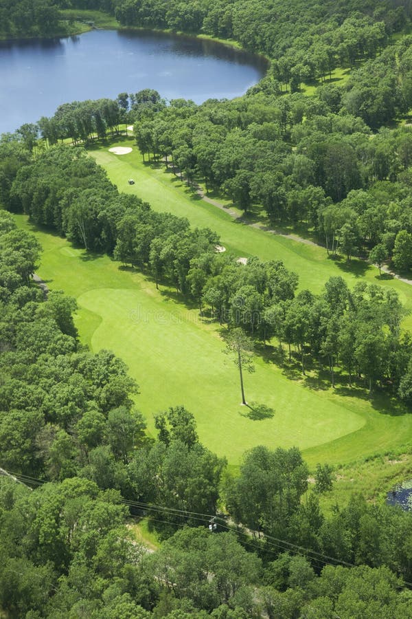 Aerial view of a golf course stock image